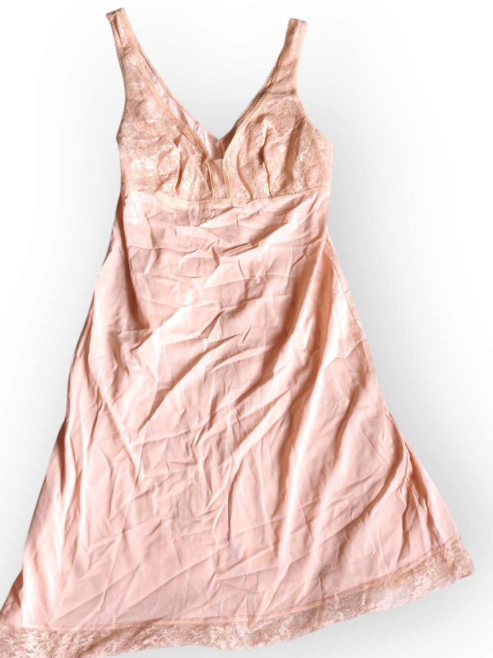 Lace-Detail V-Neck Chemise in Blush Pink